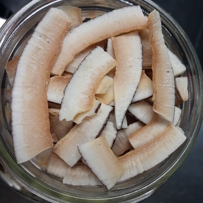 Noix de coco biologique grillée et tranchée